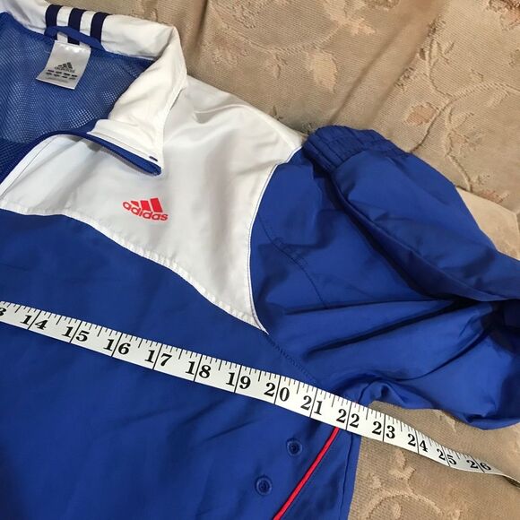 Vintage Adidas Mesh Lined Windbreaker Jacket Bue White Sz XL - Picture 12 of 16
